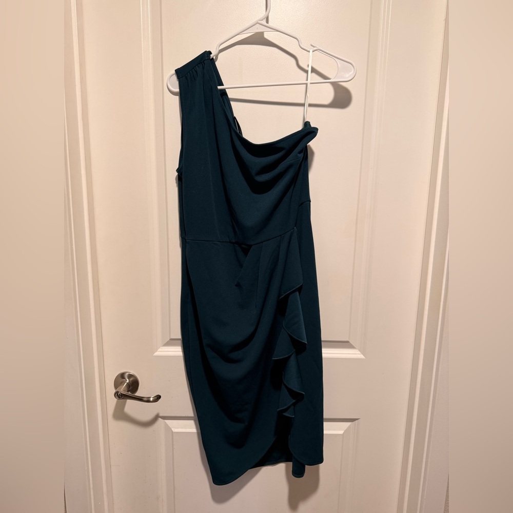 One-Shoulder Teal Dress